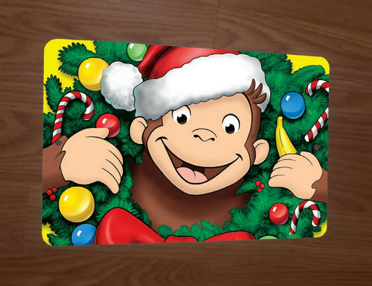 Curious George Little Monkey Christmas 8x12 Metal Wall Sign Classic Cartoon Holidays