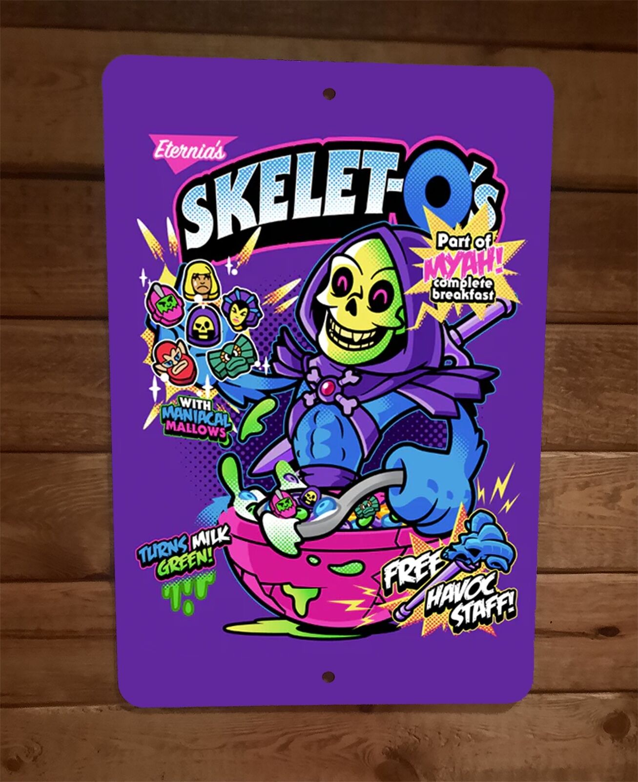 Skelet-Os MOTU Cereal Skeletor Masters of the Universe 8x12 Metal Wall Sign