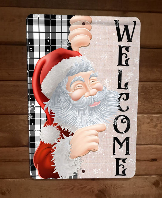 Merry Christmas Welcome Santa Clause Xmas 8x12 Metal Wall Sign Animal Poster
