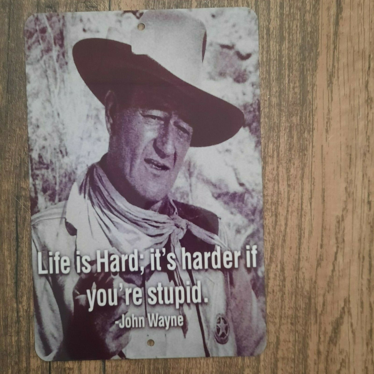 John Wayne Life is Harder if You're Stupid 8x12 Metal Wall Sign Movie Poster Quotes Phrases Western
