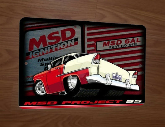MSD Project 55 Firedup Cartoon Car Artwork 8x12 Metal Wall Car Sign Garage Poster