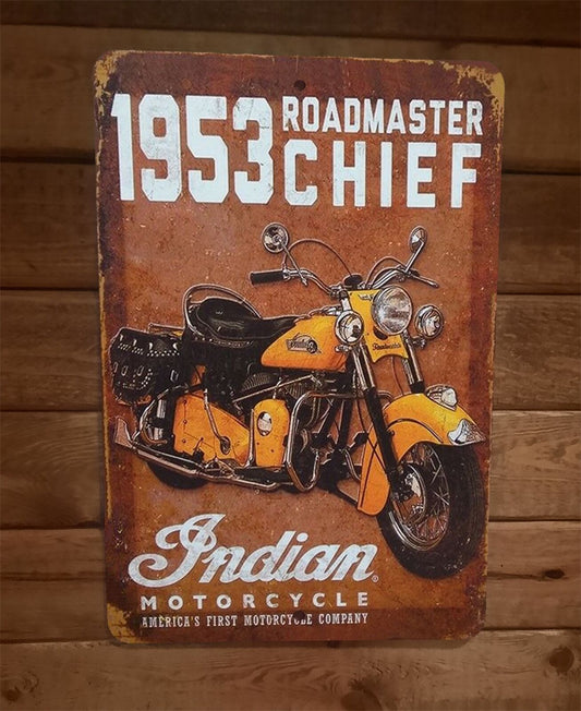 1953 Roadmaster Chief Indian Motorcycle Garage Poster 8x12 Metal Wall Sign