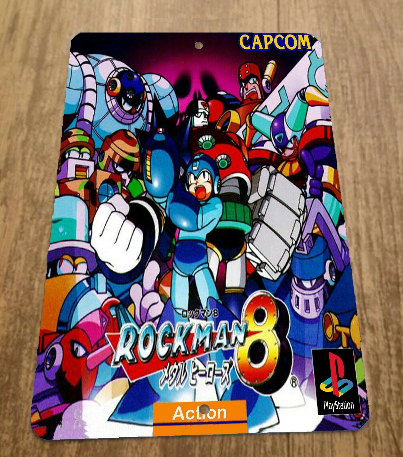 Rocketman 8 Mega Man Artwork 8x12 Metal Wall Sign Retro 80s Video Game Arcade