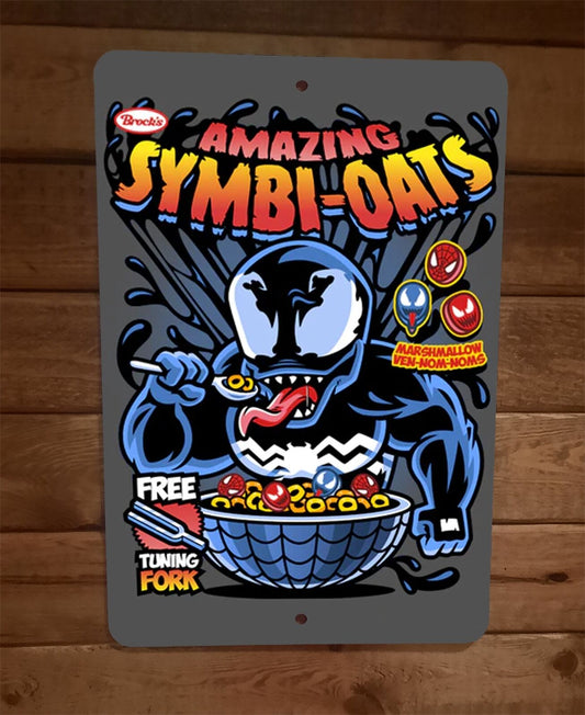 Amazing Symbi-Oats Cereal Funny Venom Marvel Comics Parody 8x12 Metal Wall Sign