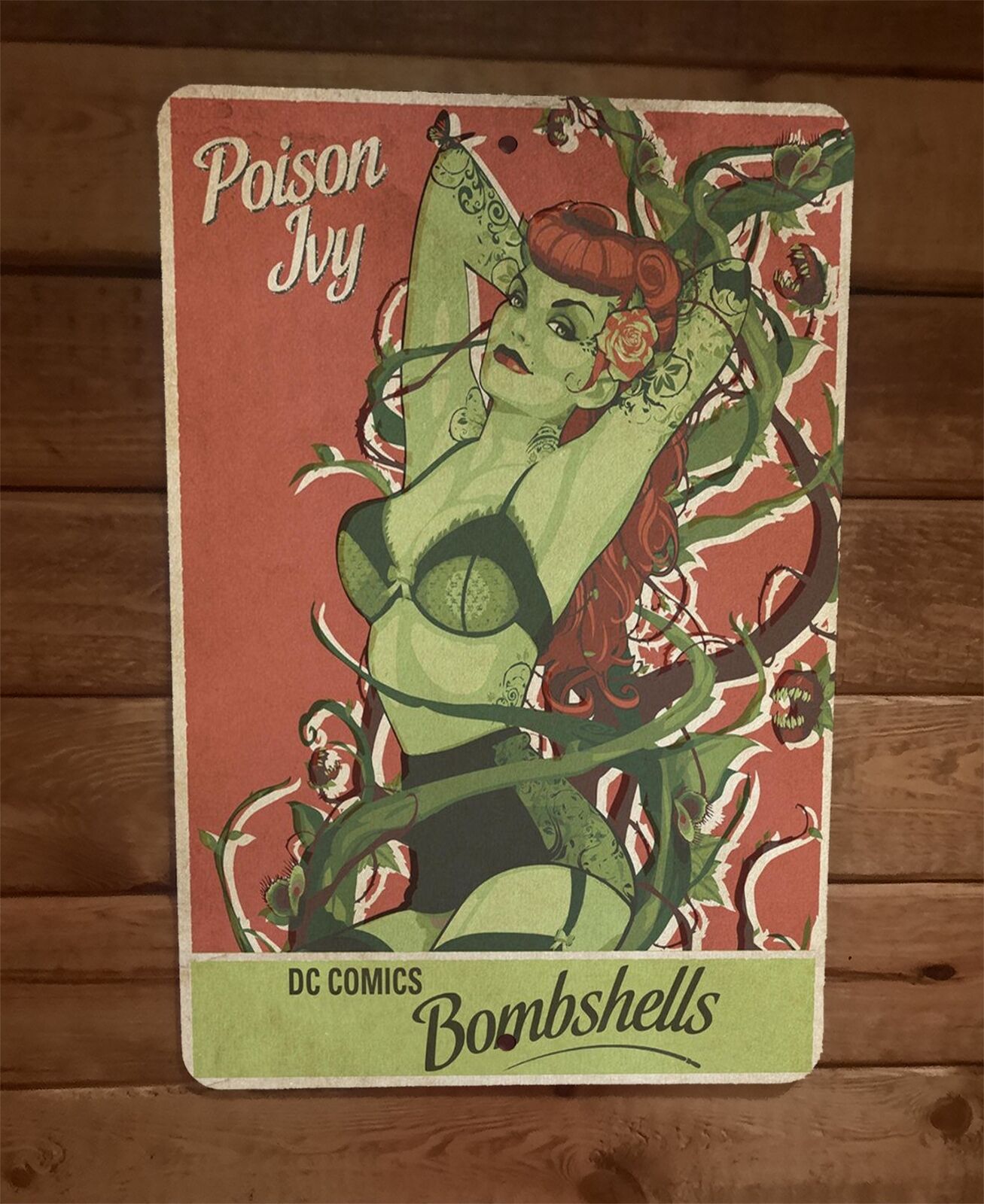 Poison Ivy Bombshell Vintage Comics 8x12 Metal Wall Sign Poster