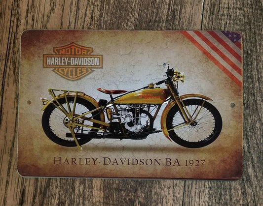 Harley Davidson BA 1927 Vintage Motorcycles Garage Poster 8x12 Metal Wall Sign