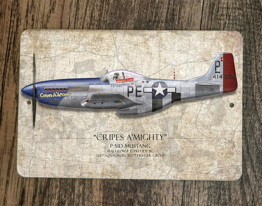 Cripes A mighty P-51D Mustang Military Jet Plane 8x12 Metal Wall Sign Poster