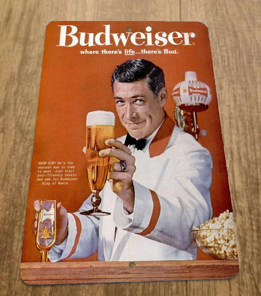 Vintage Budweiser Ad #5 Beer Advertisement 8x12 Metal Wall Bar Sign