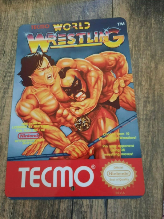 Tecmo World Wrestling Box Cover 8x12 Metal Wall Sign Nintendo Fighting Arcade Video Game