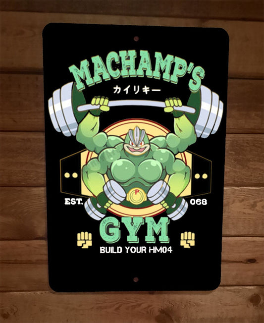 Machamps Gym 8x12 Metal Wall Sign Poster Pokemon Anime