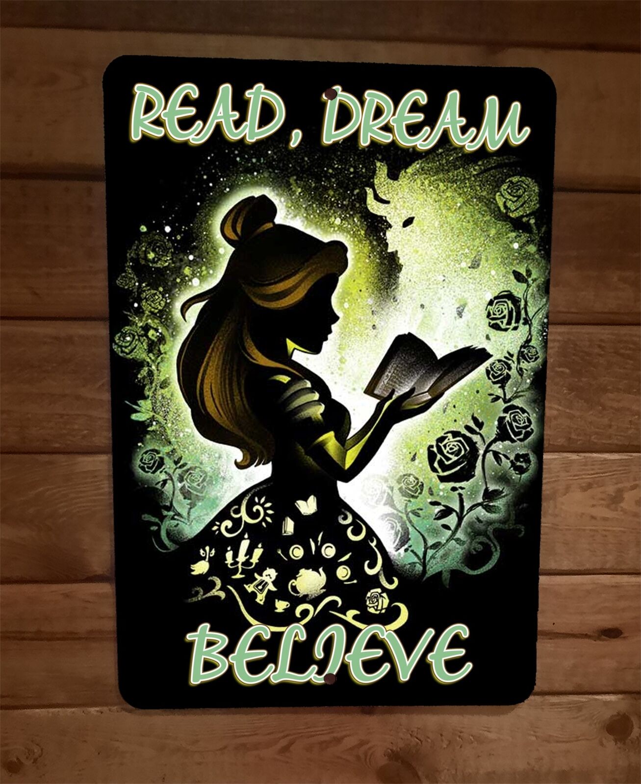 Read Dream Believe Alice in Wonderland 8x12 Metal Wall Sign Poster