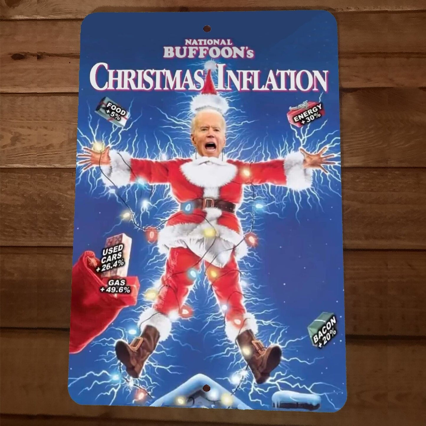 National Buffoons Christmas Inflation Xmas Joe Biden 8x12 Metal Wall Sign