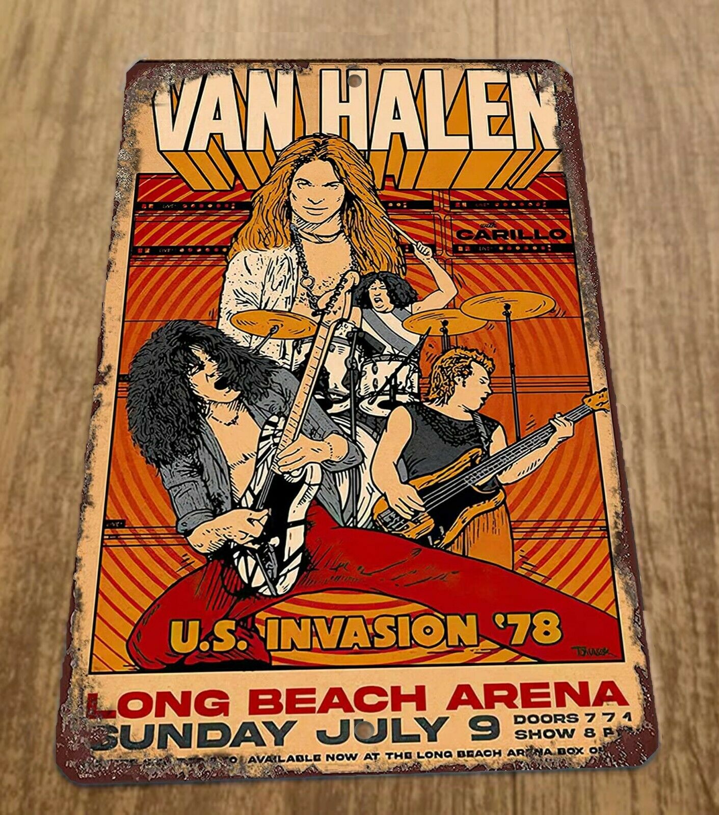 Van Halen Long Beach Arena 1978 Concert 8x12 Metal Wall Sign
