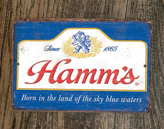Hamms Beer Born in the Land of the Sky Blue Water 8x12 Metal Wall Bar Sign
