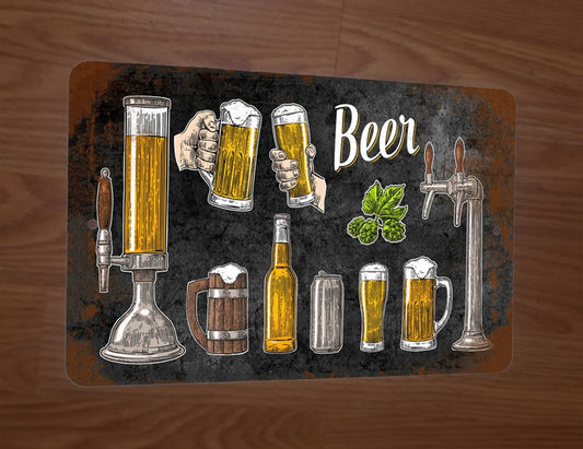 Cheers Beers Different Beer Draft Taps Artwork 8x12 Metal Wall Bar Sign