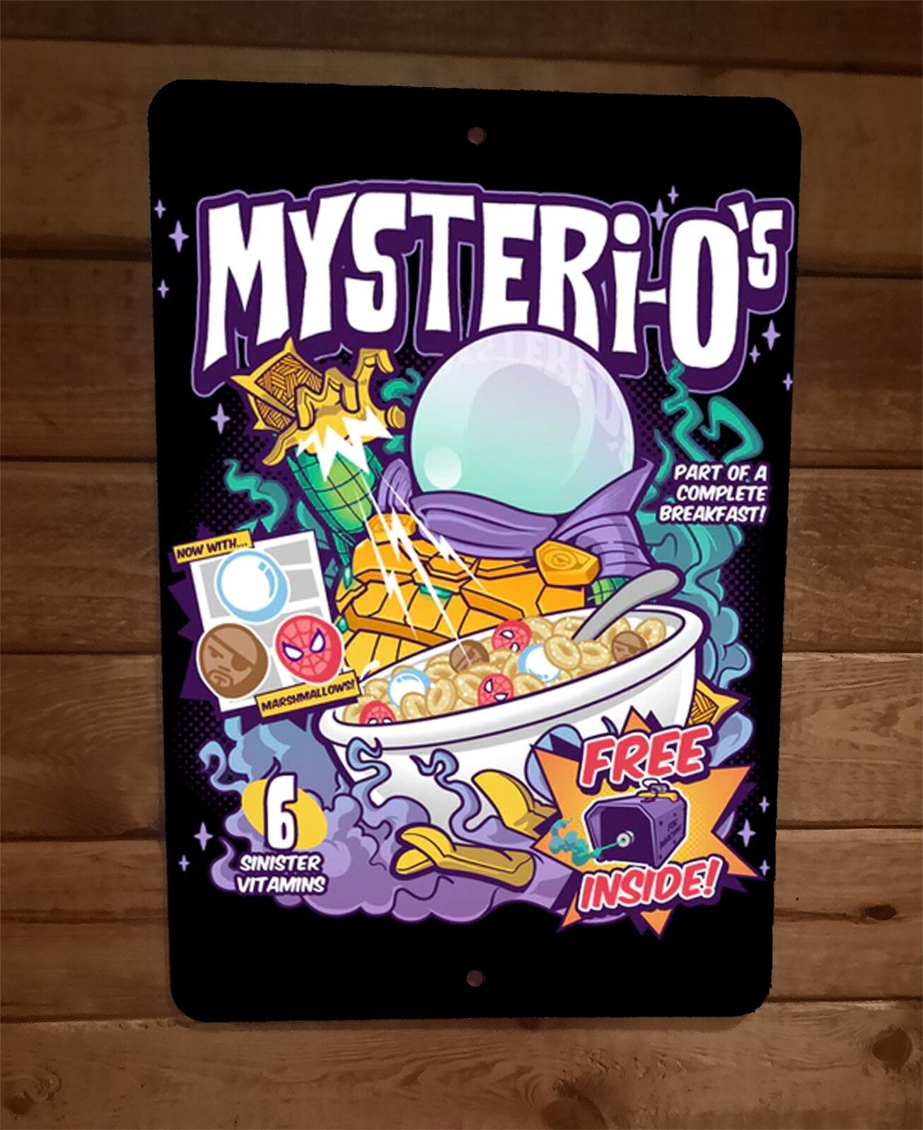 Mysteri-Os Cereal Funny Marvel Comics Parody 8x12 Metal Wall Sign