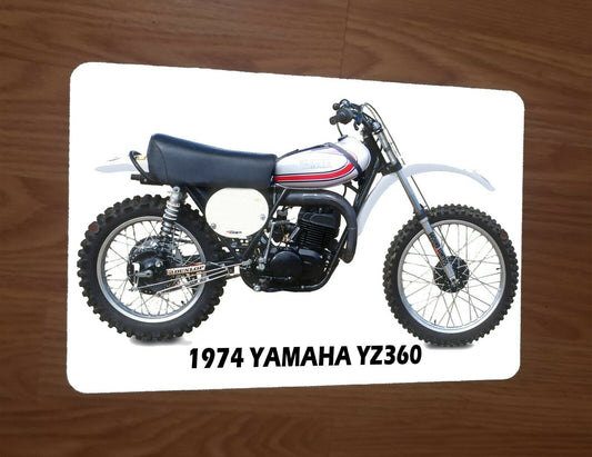 1974 Yamaha YZ360 Motocross Motorcycle Dirt Bike Photo 8x12 Metal Wall Sign