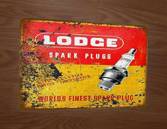 Lodge Spark Plugs Vintage Look Worlds Finest 8x12 Metal Wall Sign Garage Poster