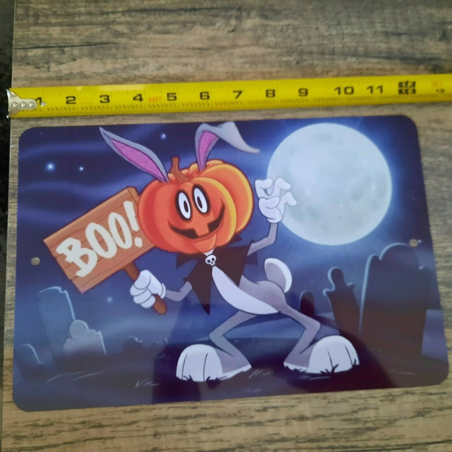 Bugs Bunny Halloween Pumpkin Head 8x12 Metal Wall Sign Classic Cartoon Looney Tunes