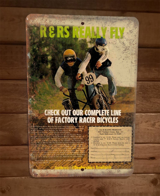 R&RS Really Fly Vintage Racer Bicycle Ad 8x12 Metal Wall Sign