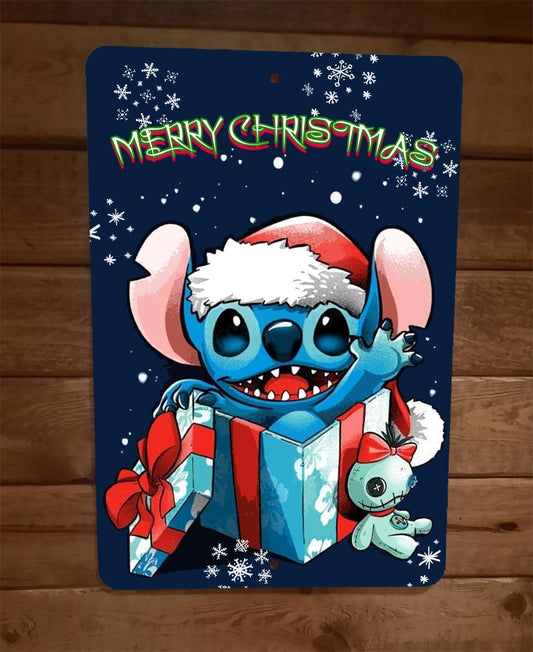 Merry Christmas Stitch Xmas 8x12 Metal Wall Sign Poster
