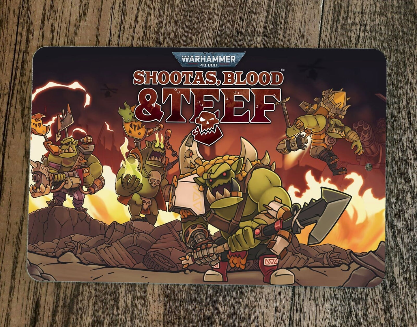 Warhammer 40000 Shootas Blood and Teef 8x12 Metal Wall Sign Video Game