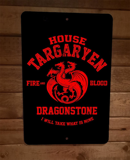 House Targaryen Dragonstone Fire and Blood 8x12 Metal Wall Sign Poster