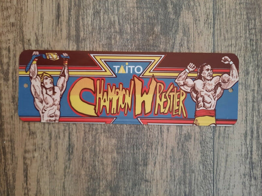 Champion Wrestler Classic Video Game Arcade Marquee 4x12 Metal Wall Sign Retro 80s Video Game