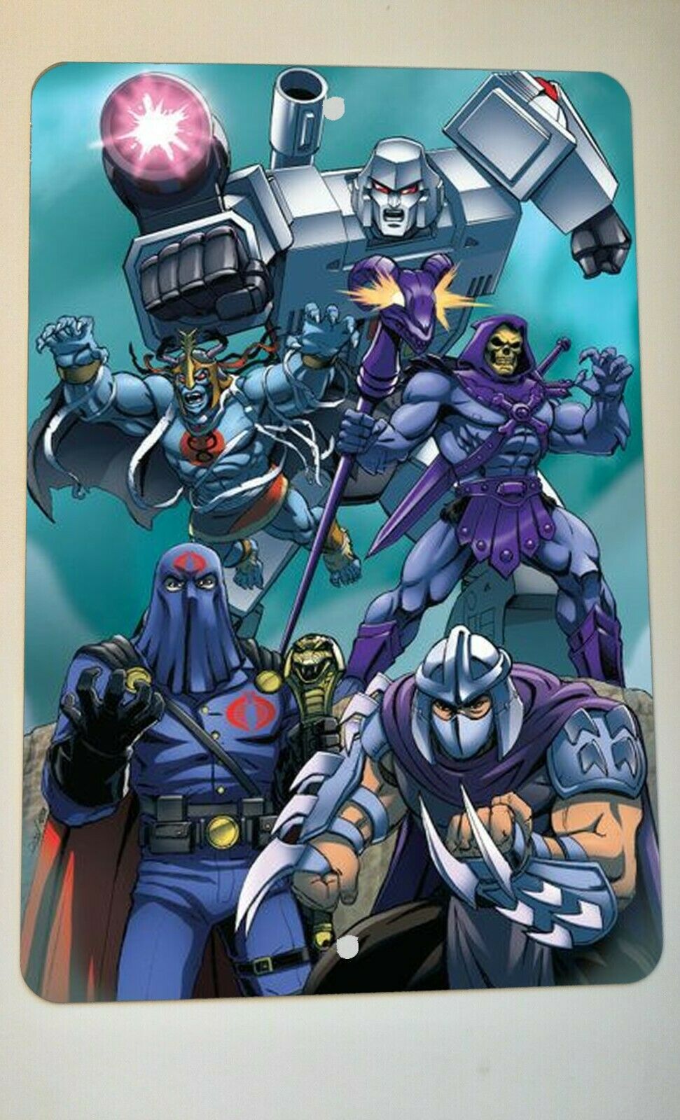 Retro 80s Villains Megatron Skeletor Cobra Commander Shredder 8x12 Metal Sign MOTU GI Joe TMNT Transformers Thundercats