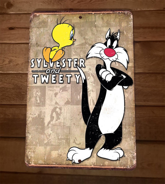 Sylvester Tweety Looney Tunes Vintage Look 8x12 Metal Wall Sign Garage Poster