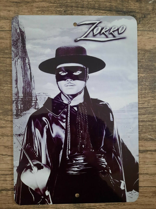 Classic Zorro Guy Williams 8x12 Metal Wall Sign TV Show