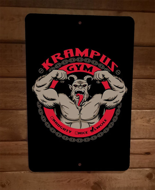 Krampus Gym Naughty Nice Swole Christmas Xmas 8x12 Metal Wall Sign Poster