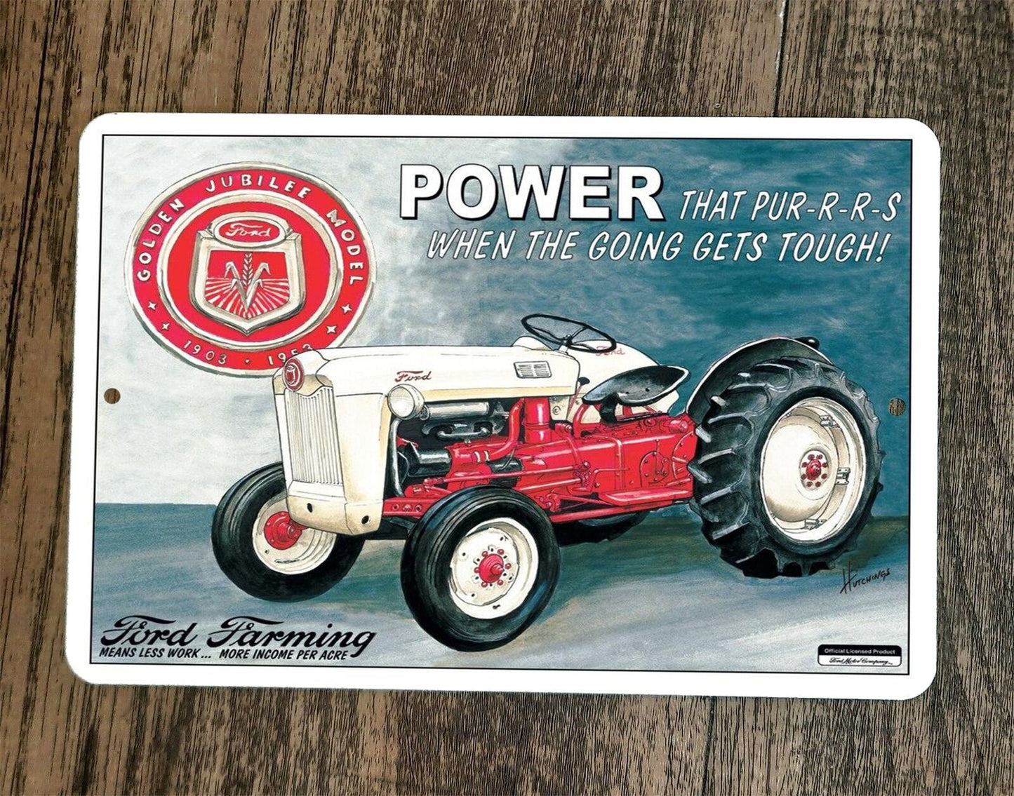 Ford Farming Golden Jubilee Model Power Tractor 8x12 Metal Wall Garage Sign