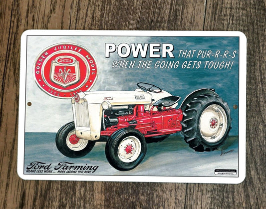 Ford Farming Golden Jubilee Model Power Tractor 8x12 Metal Wall Garage Sign