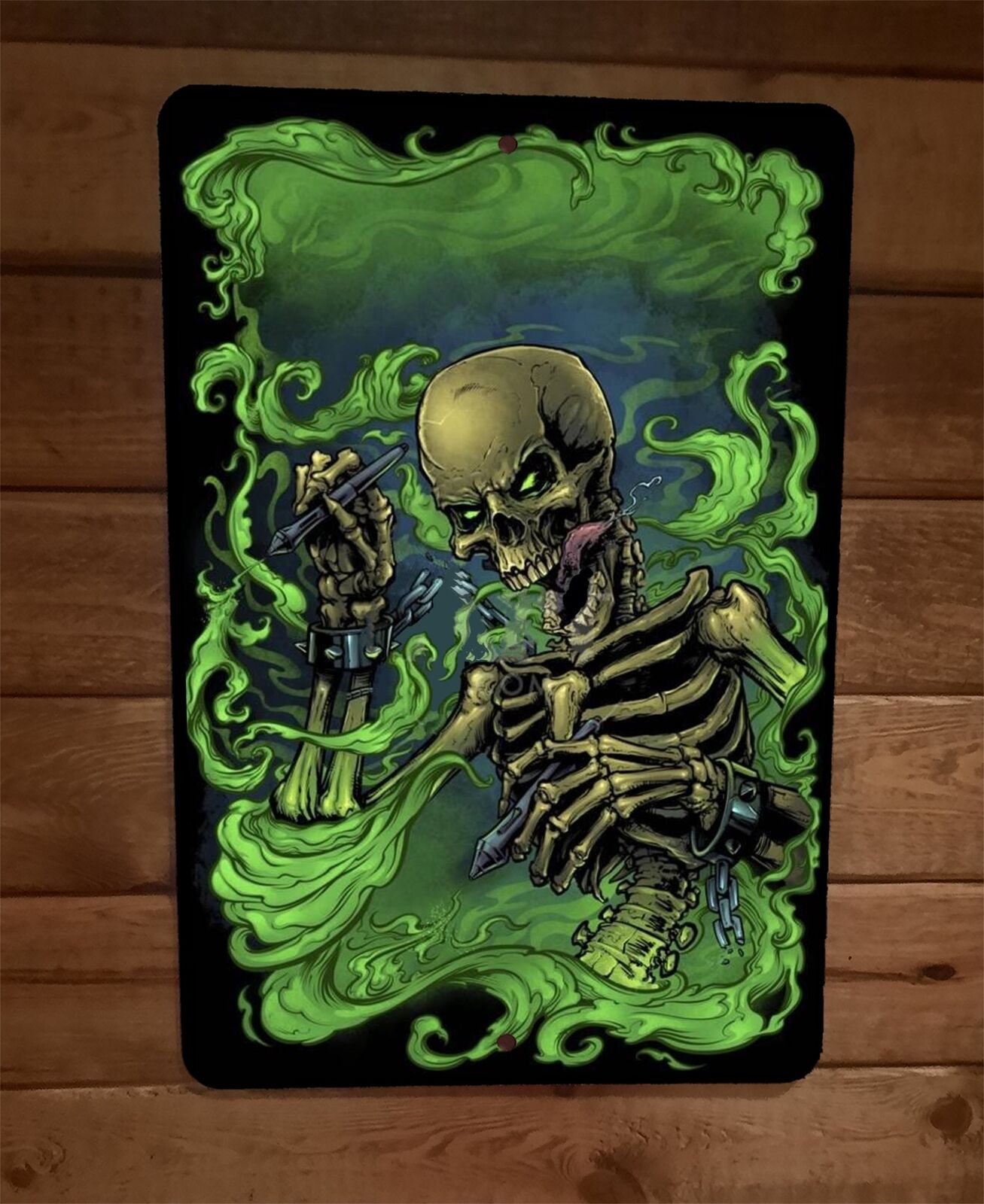 Wicked Skeleton Art Horror Halloween 8x12 Metal Wall Animal Sign