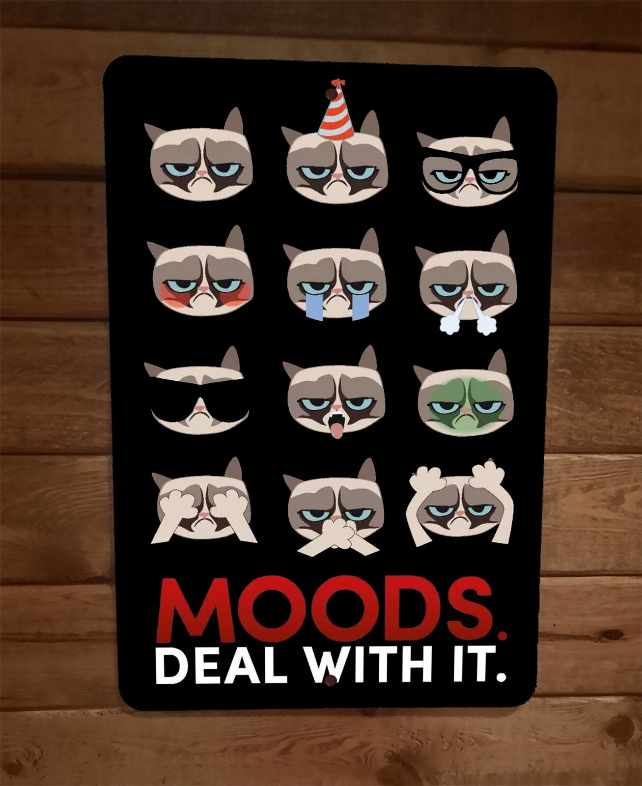 Grumpy Cat Moods Deal With It 8x12 Metal Wall Sign Animal Poster