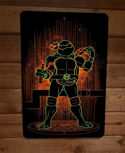 Orange Mutant Ninja Turtle Pizza Michelangelo 8x12 Metal Wall Sign Poster TMNT