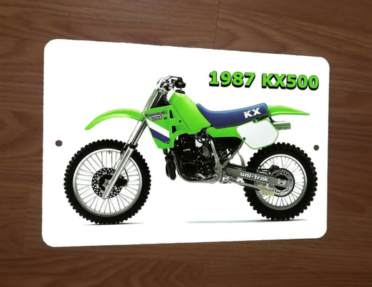 1987 Kawasaki KX500 Motocross Motorcycle Dirt Bike Photo 8x12 Metal Wall Sign Garage Poster