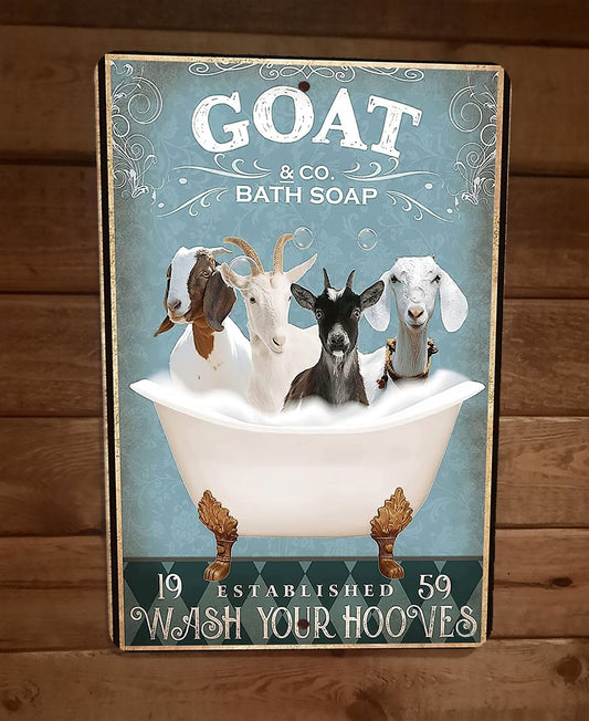 Goat Bath Soap 8x12 Metal Wall Sign Animal Poster #2