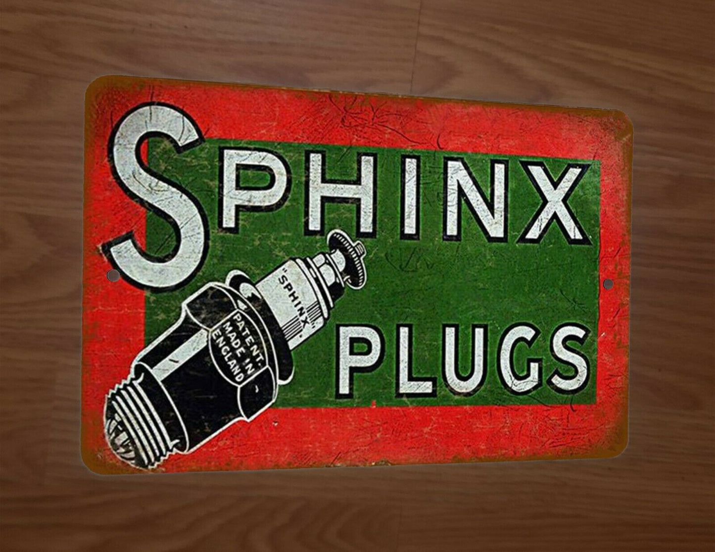Vintage Look Sphinx Spark Plugs Garage 8x12 Metal Wall Sign