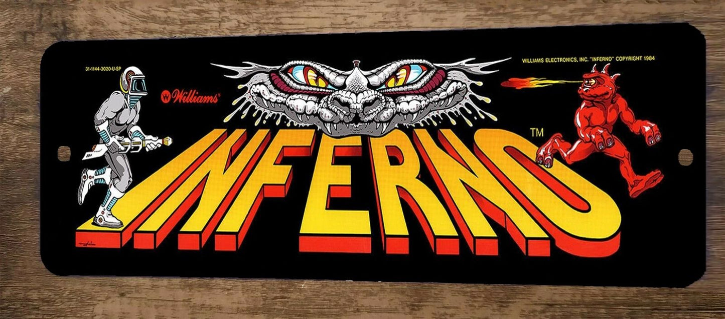 Inferno Arcade 4x12 Metal Wall Video Game Marquee Banner Sign