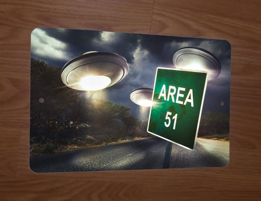 Area 51 Flying Saucers Spaceship Aliens Top Secret Military 8x12 Metal Wall Sign