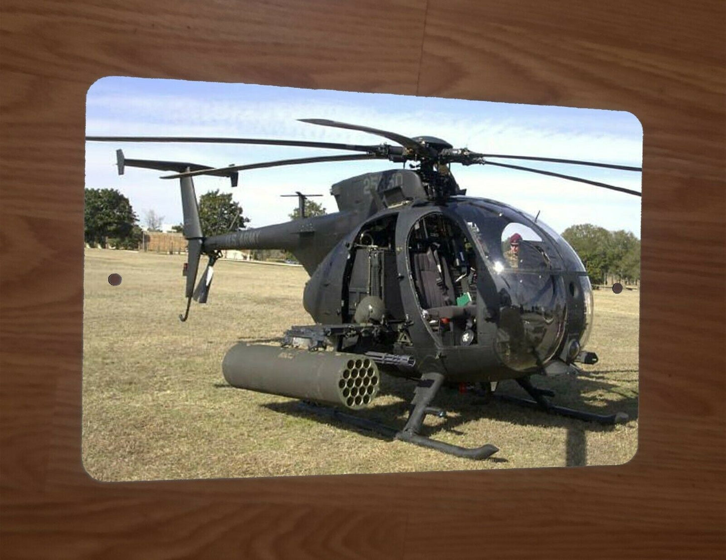 AH-6 Little Bird Gun Helicopter 8x12 Metal Wall Sign Military