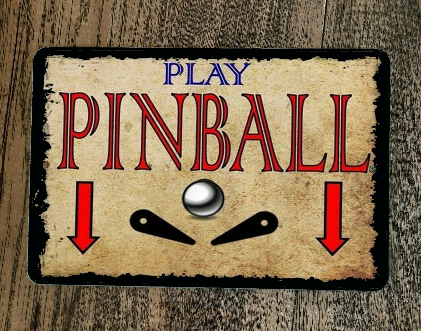 Play Pinball 8x12 Metal Wall Entertainment Sports Room Arcade Bar Sign ...