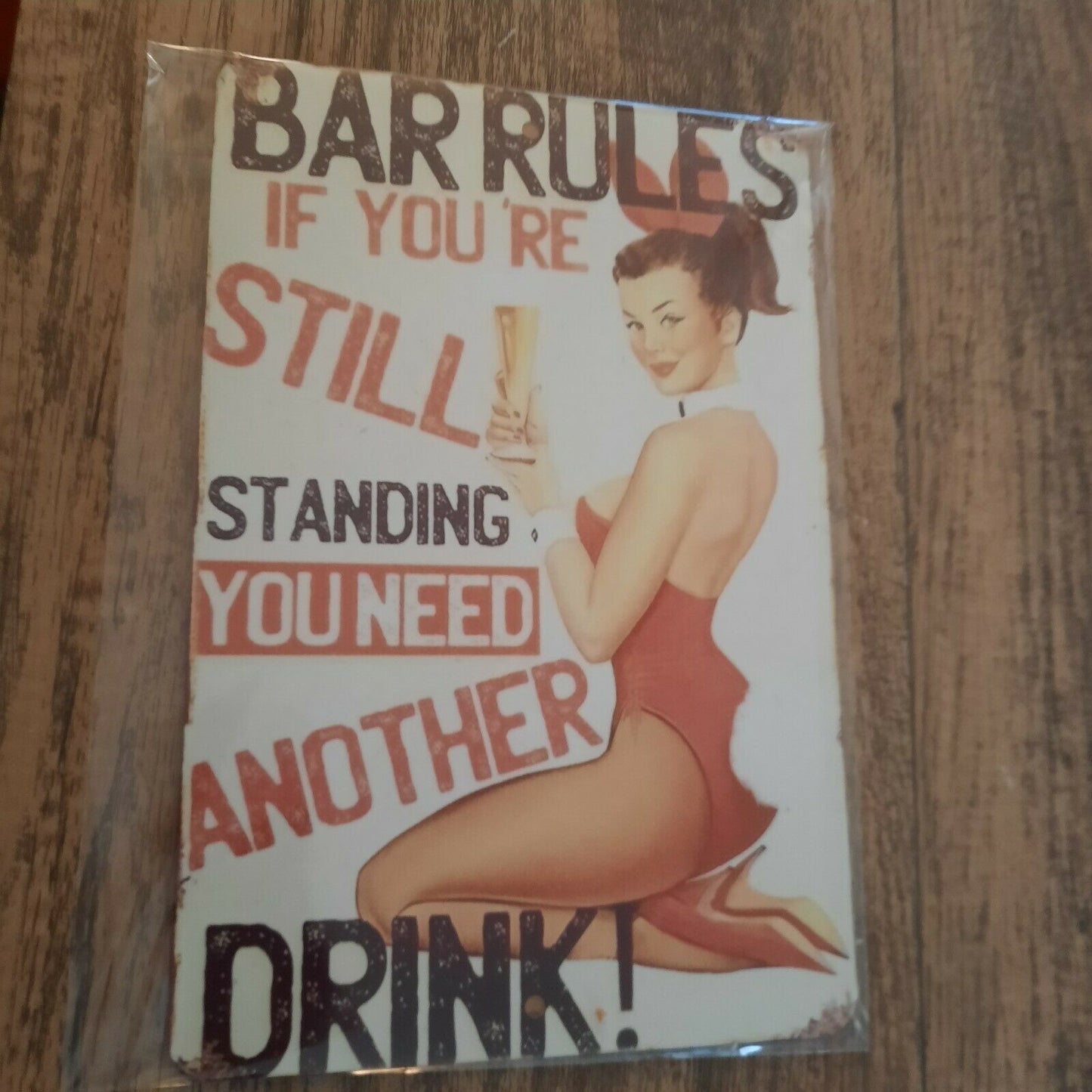 Bar Rules If You're Still Standing You Need Another Drink 8x12 Metal Wall Bar Sign Liquor