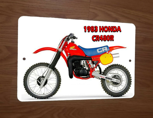 1983 HONDA CR480R Dirt Bike Motorcycle Motocross 8x12 Metal Wall Sign Garage Poster