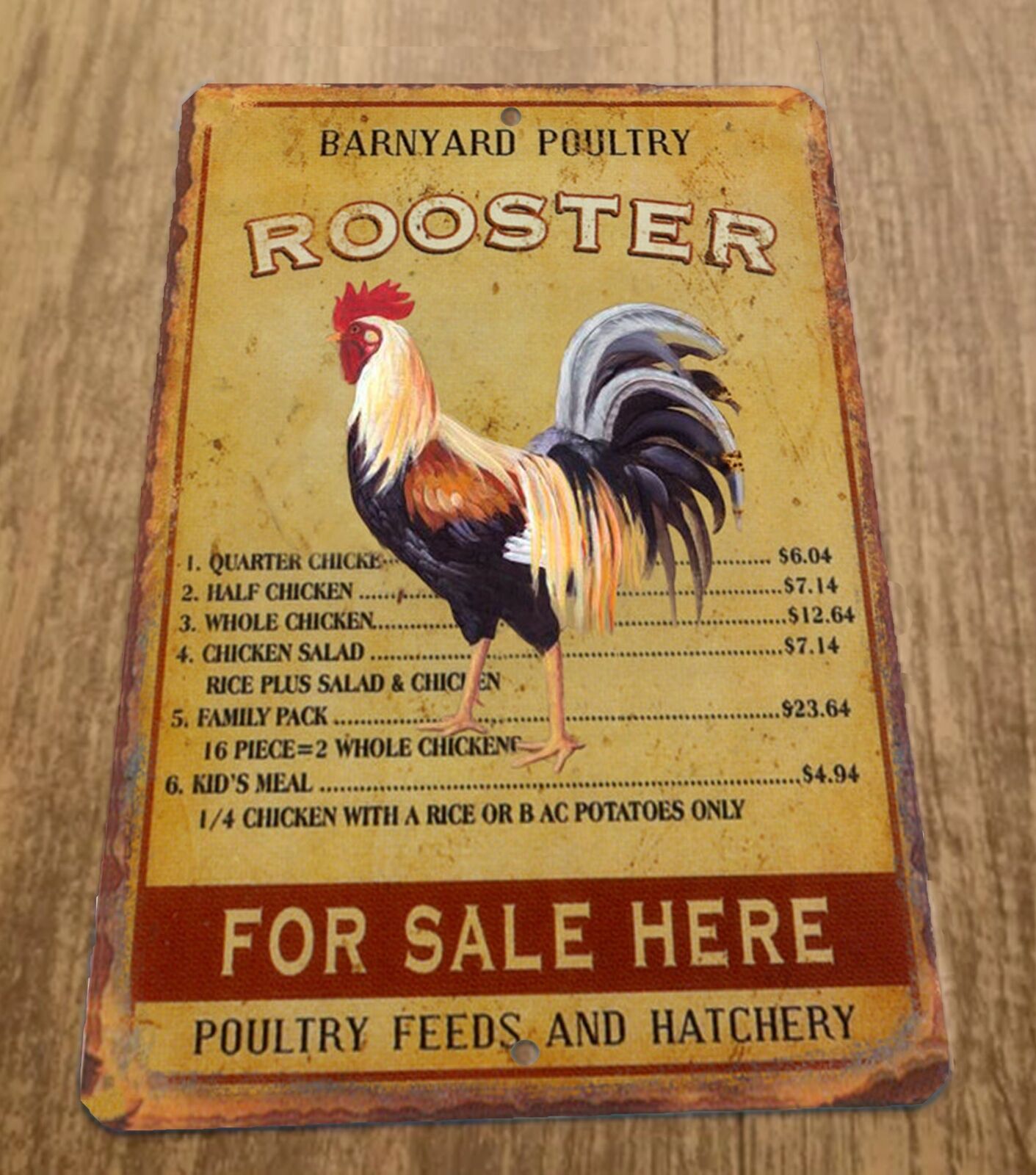 Barnyard Poultry Rooster For Sale Here 8x12 Metal Wall Animal Sign