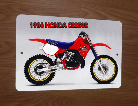 1986 HONDA CR250R Dirt Bike Motorcycle Motocross 8x12 Metal Wall Sign Garage Poster