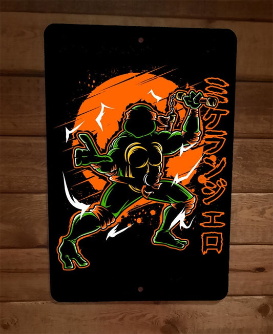 Orange Ninja Turtle Michelangelo TMNT Art  8x12 Metal Wall Sign Poster