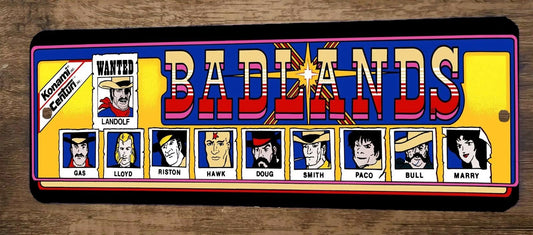 Badlands Arcade 4x12 Metal Wall Video Game Marquee Banner Sign